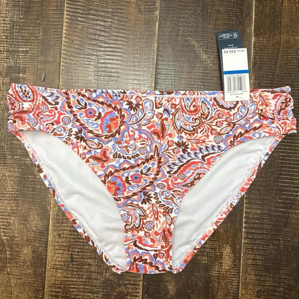 Aqua Couture Multicoloured Paisley Print Full Seat Coverage Bikini Bottoms